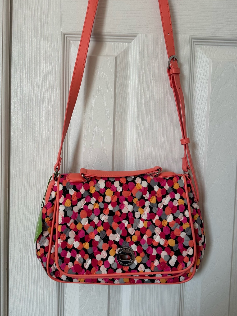 Vera Bradley Multicolor Floral Mosaic Crossbody with Coral Trim